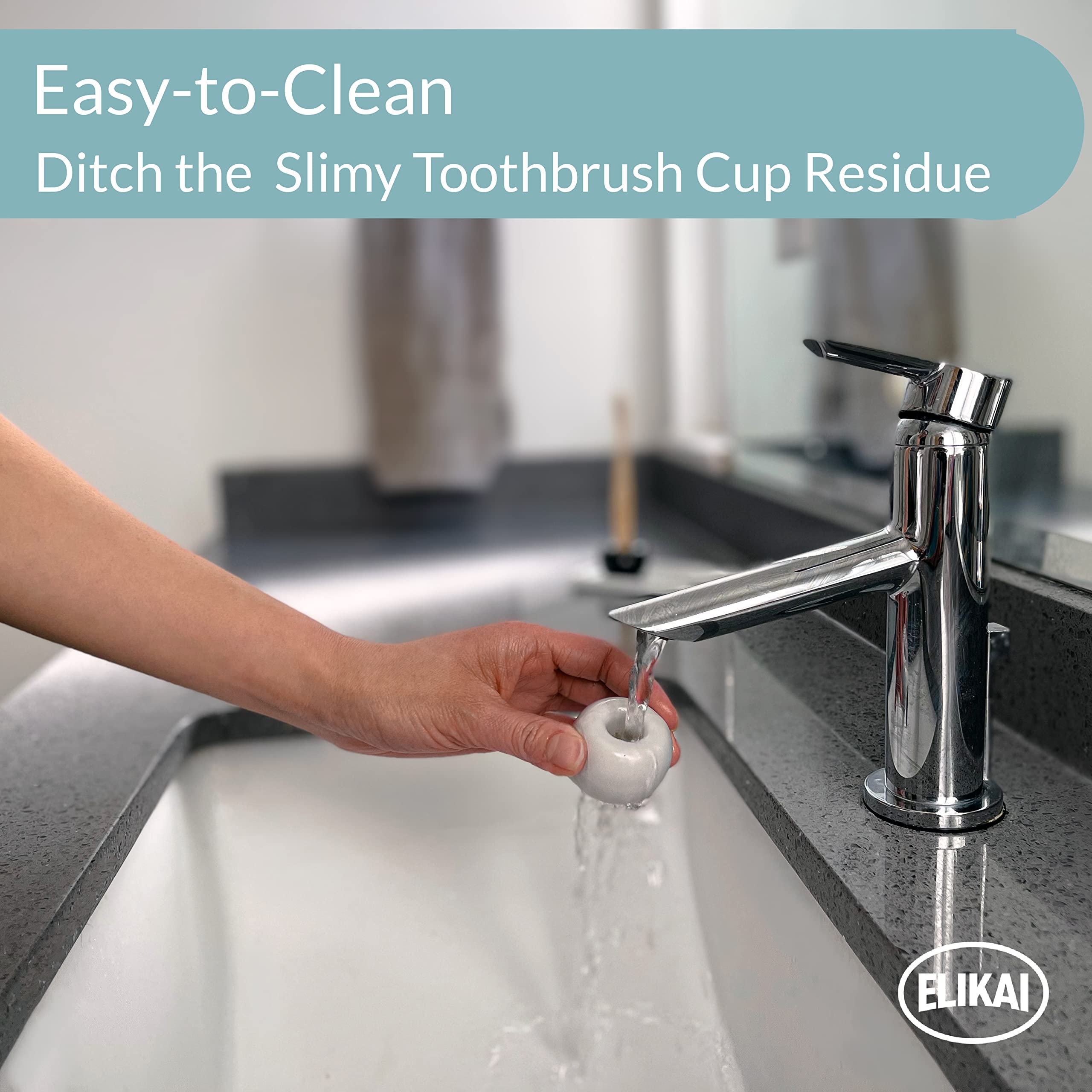 Standing Toothbrush Holder With Tray, Toothbrush Stand, Ceramic Toothbrush Holder For Bathroom, Small Toothbrush Holder (4 Holde